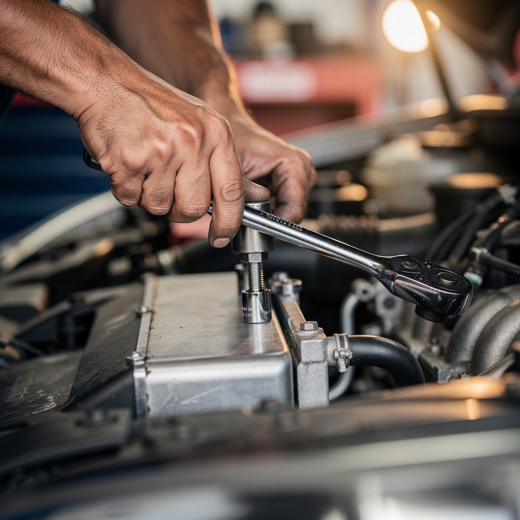 Simply Automotive technician performing a comprehensive vehicle inspection and maintenance in Goleta, CA